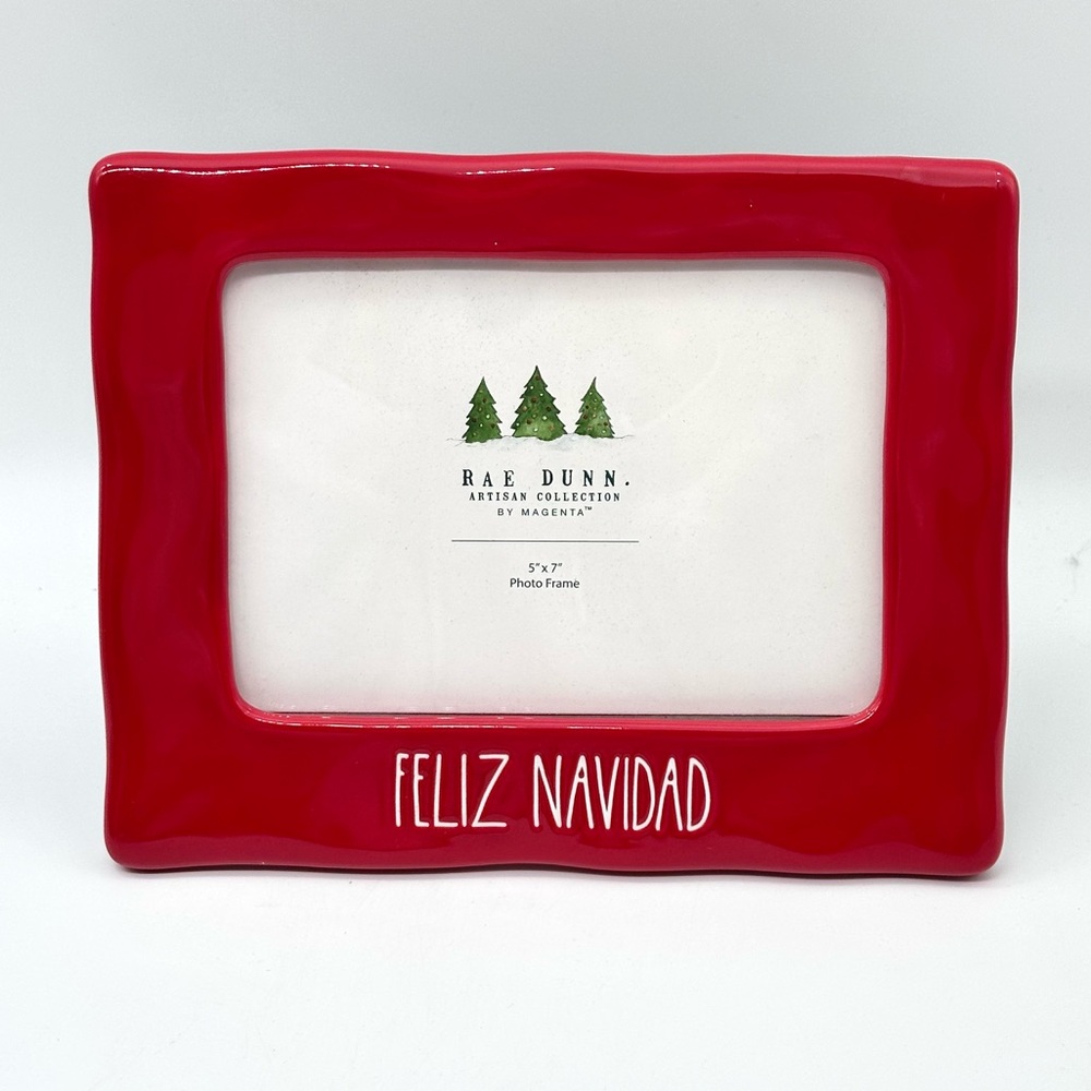 Rae Dunn FELIZ NAVIDAD Ceramic Photo Picture Frame 5”x7” (red)